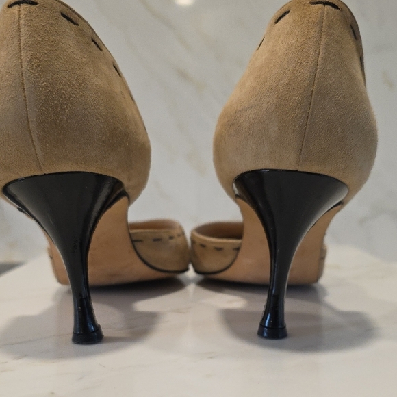Manolo Blahnik Black Leather and Camel Suede Heels. VGUC - Picture 3 of 6